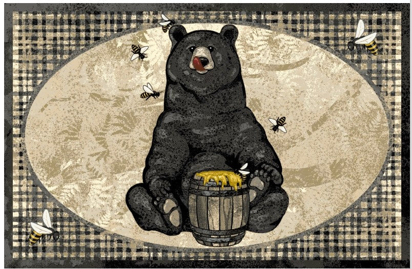 Cozy Cabin Collection Honey Bear Black Area Rug