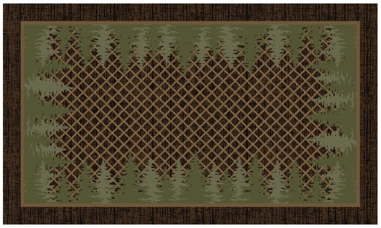 Cozy Cabin Collection Pine Tree Trellis Area Rug