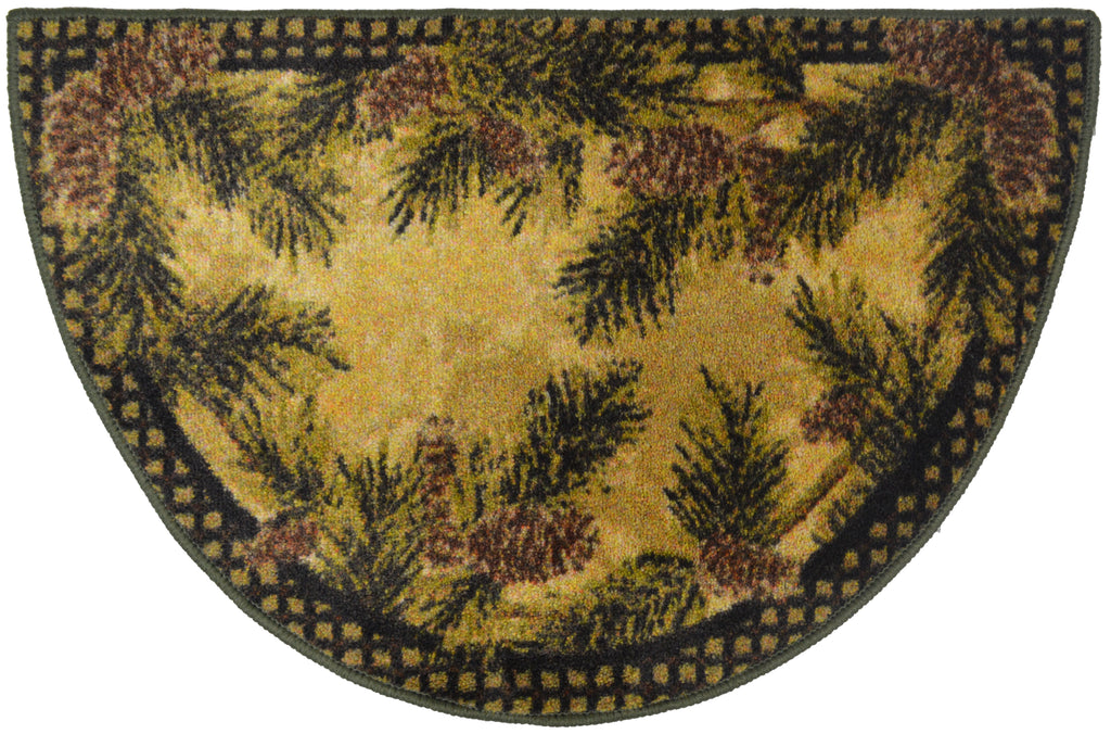 Cozy Cabin Collection Pine Cone Gingham Area Rug