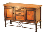 Shop the handcrafted 2-Door/3-Drawer Copper Console with Pablo Base, available with or without a matching storage hutch. Elegant copper panels, rustic wood, and iron details for timeless charm.