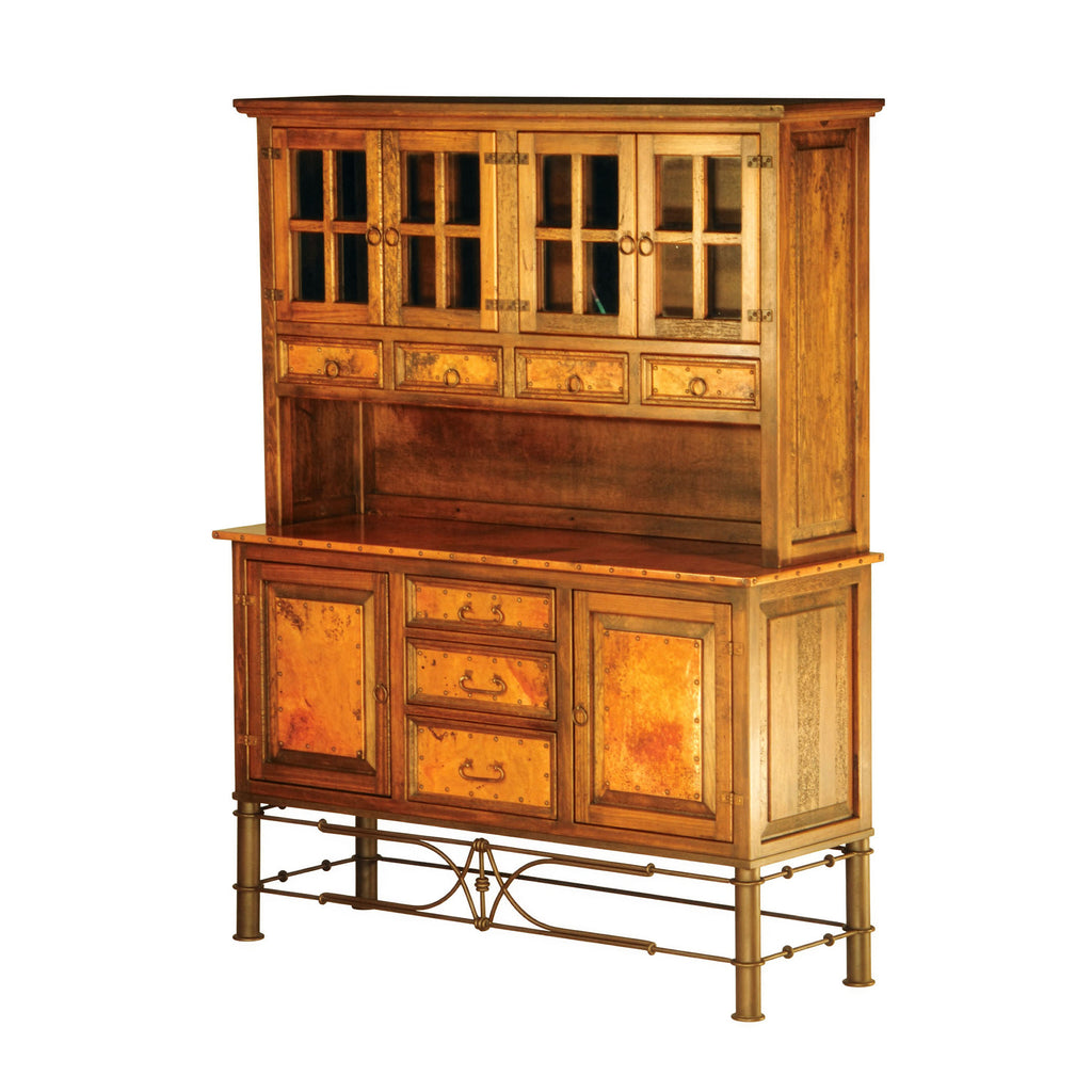 Shop the handcrafted 2-Door/3-Drawer Copper Console with Pablo Base, available with or without a matching storage hutch. Elegant copper panels, rustic wood, and iron details for timeless charm.