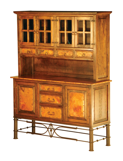 Shop the handcrafted 2-Door/3-Drawer Copper Console with Pablo Base, available with or without a matching storage hutch. Elegant copper panels, rustic wood, and iron details for timeless charm.