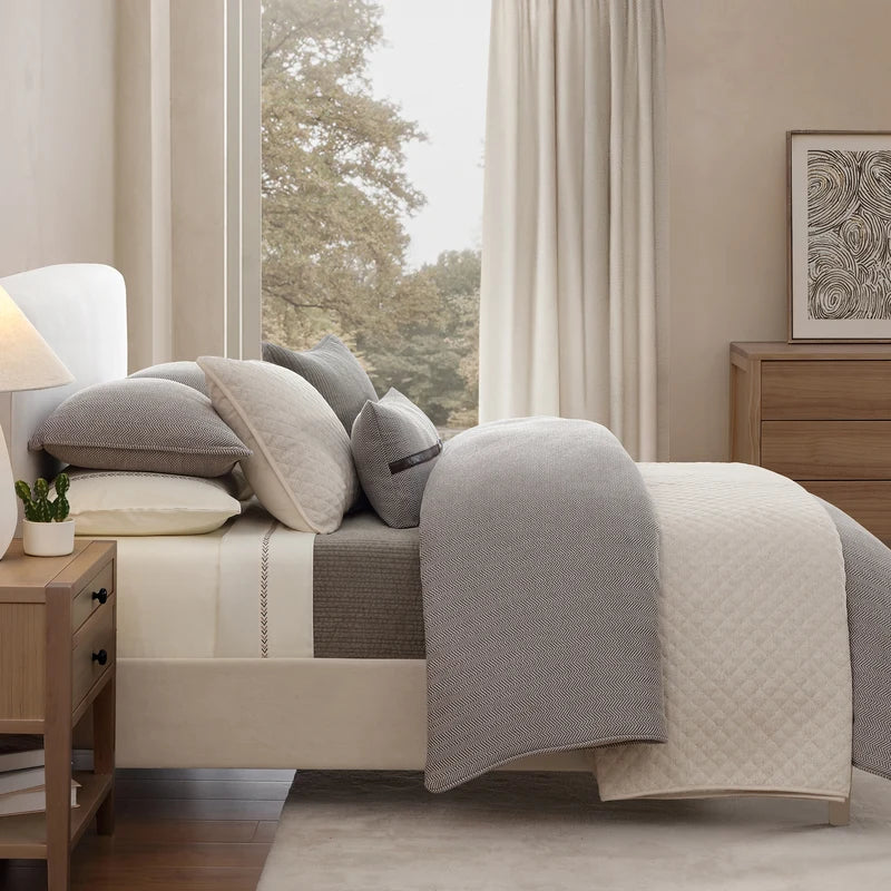 Chenille Herringbone Bedding Set - Taupe