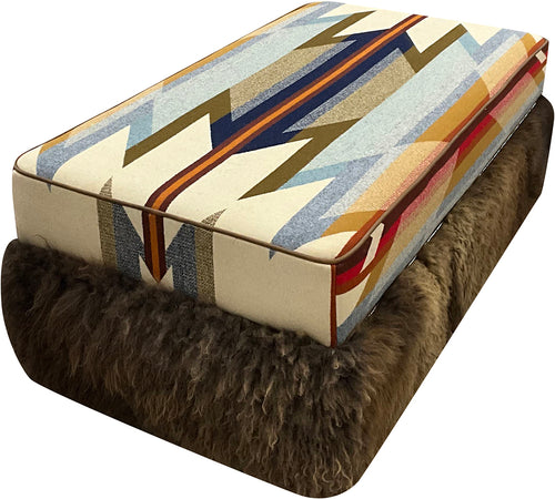 Pendleton Wyeth Trails & Buffalo Hide Western Storage Ottoman