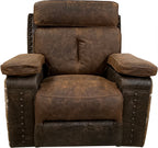 Axis Exotic Western Safari Hide & Leather Oversized Swivel Rocker Recliner