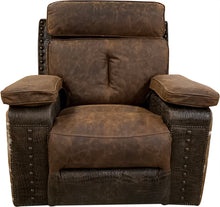 Load image into Gallery viewer, Axis Exotic Western Safari Hide &amp; Leather Oversized Swivel Rocker Recliner