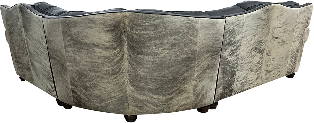 Del Mar Modern Farmhouse Western Gray Leather & Cowhide Sectional Sofa Back