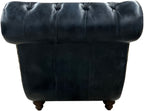 Wanderlust Western Exotic Tufted Blue Leather & Authentic Zebra Hide Single Saloon Style Chaise Lounge
