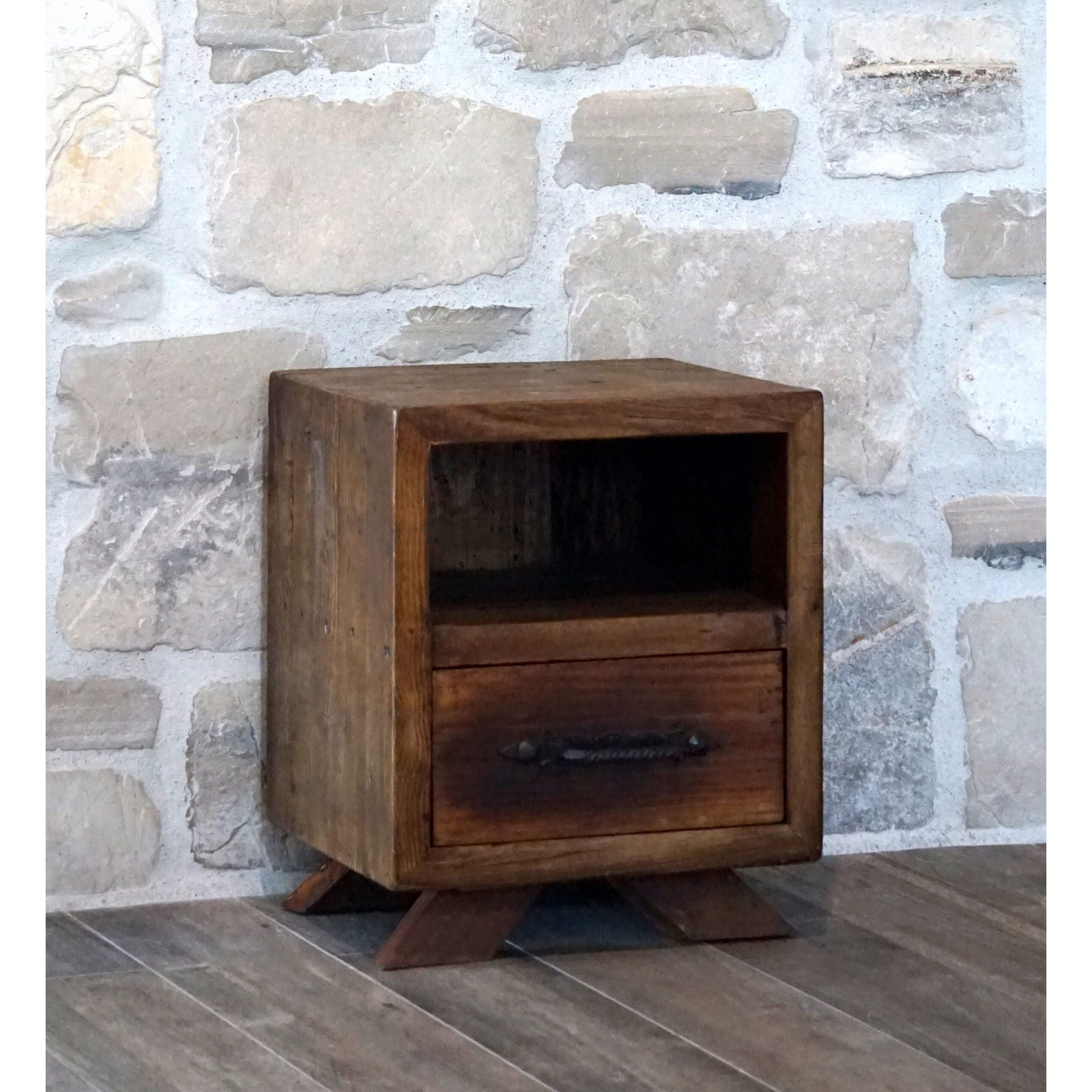 Natural Wood Bedside Table