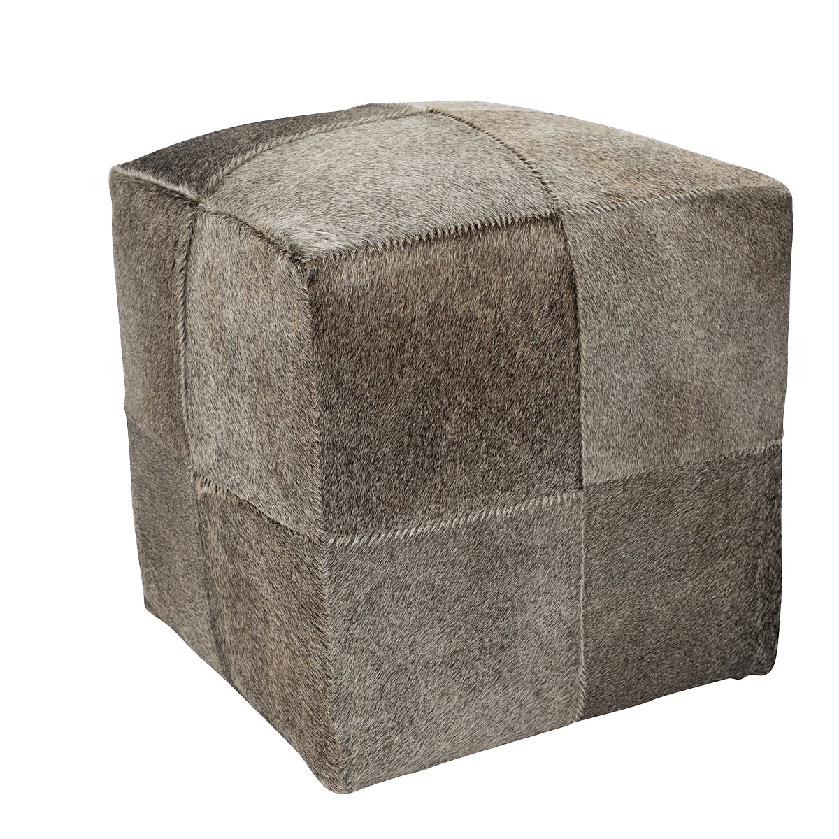 Dark Grey Cowhide Pouf