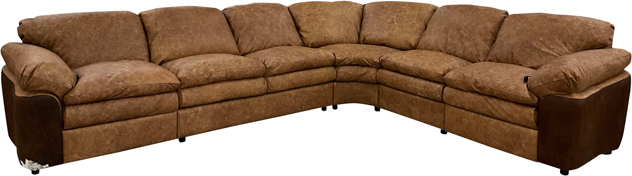 Big Boy Oversized Western Leather Cowhide Double Recliner Sectional Sofa
