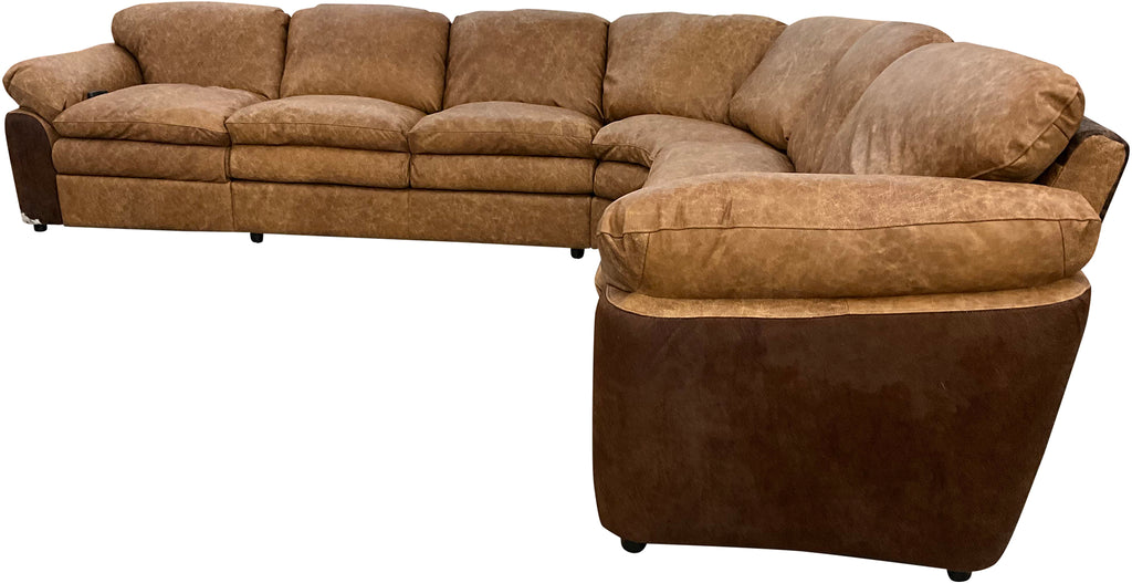 Big Boy Oversized Western Leather Cowhide Double Recliner Sectional Sofa