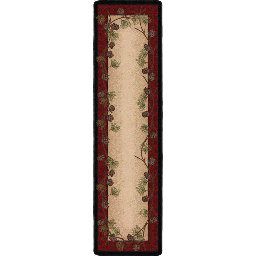 Image of an area rug, Delicate Pines - Red Plaid