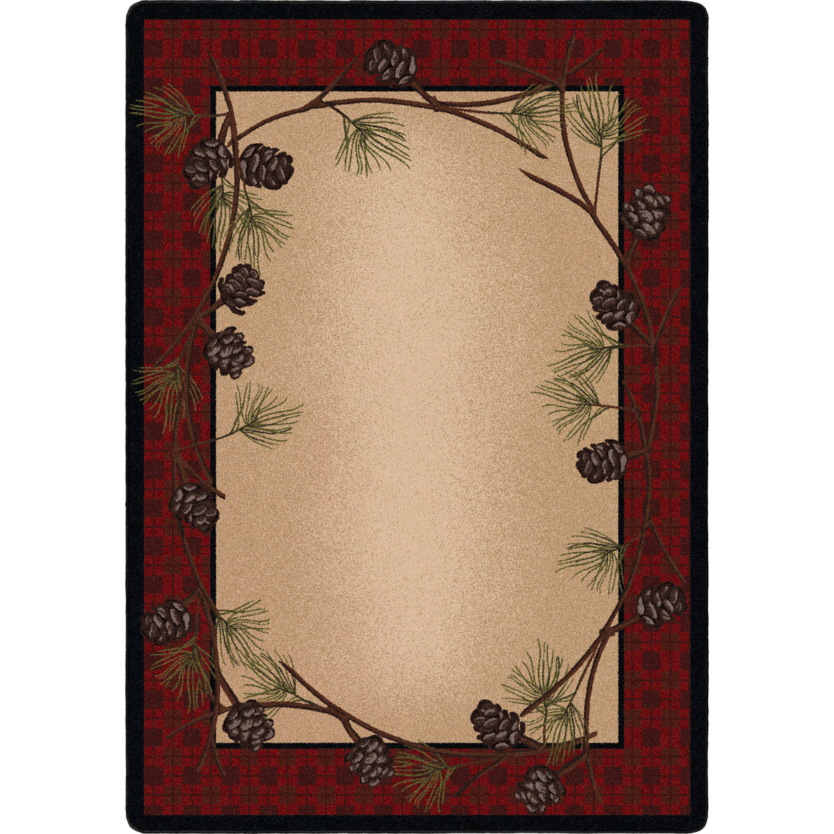 Image of an area rug, Delicate Pines - Red Plaid