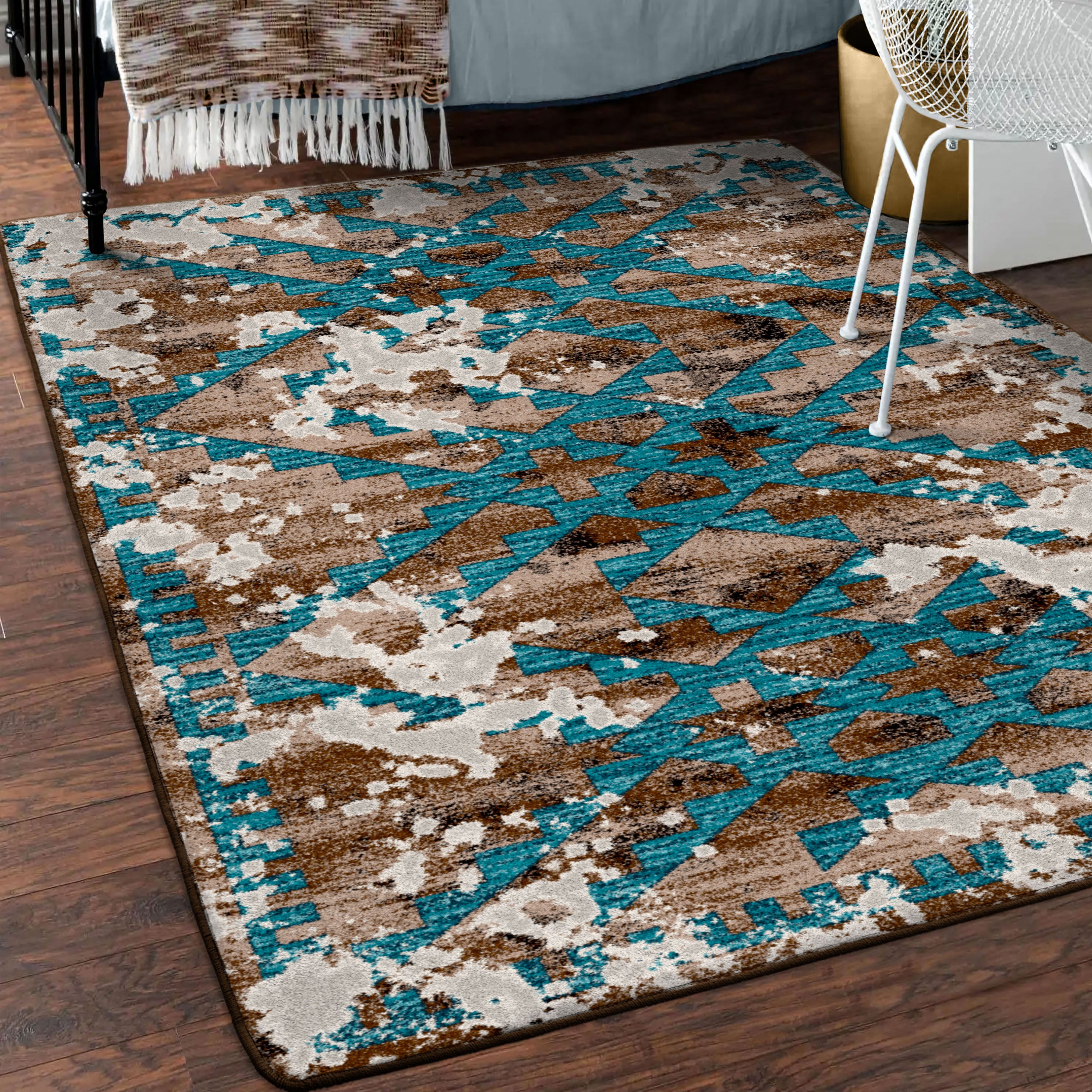 Image of an area rug, Distressed Fresco - Turquoise