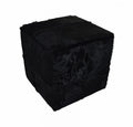 Dyed Black Cowhide Pouf