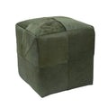 Dyed Olive Cowhide Pouf
