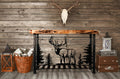 The Elk Aspen Wood Scene Sofa Table is perfect for any rustic style setting such as cabins, shop houses and game rooms. This product features a 3 dimensional wooded Elk scene hand crafted from iron as well as an aspen wood top with a live edge finish.