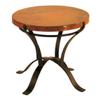 Bring Old World elegance into your space with the Solera Copper Round End Table, featuring a hand-hammered copper top and forged iron base.