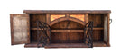 rustic reclaimed Wooden buffet cabinet with metal decorative elements