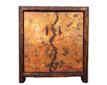 rustic copper & reclaimed wood bar or wine storage cabinet with iron forged pulls