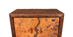 rustic copper & reclaimed wood bar or wine storage cabinet with iron forged pulls
