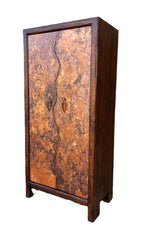 rustic copper & reclaimed wood bar or wine storage cabinet with iron forged pulls