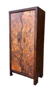 rustic copper & reclaimed wood bar or wine storage cabinet with iron forged pulls
