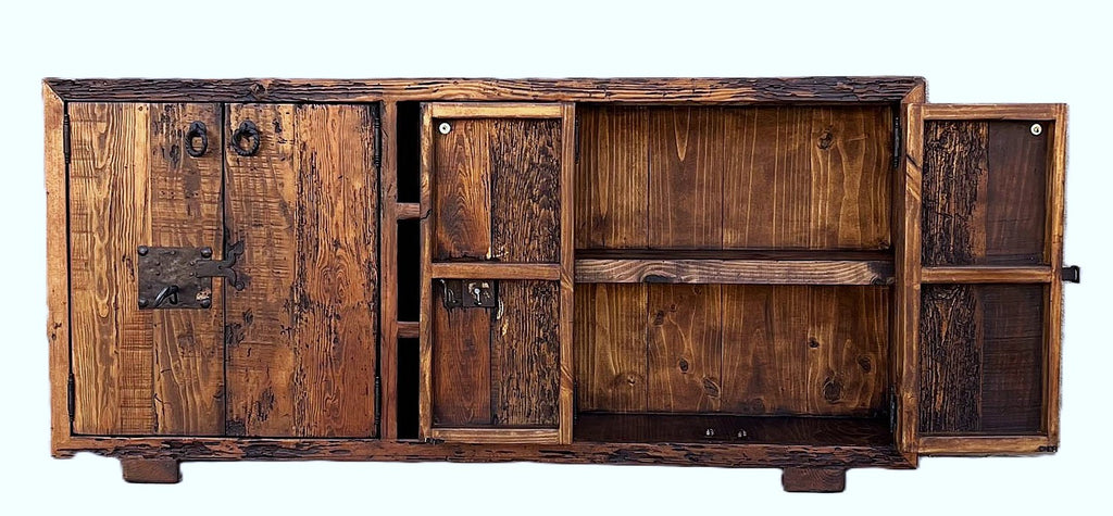 old world rustic credenza reclaimed Wooden sideboard with rustic design 
