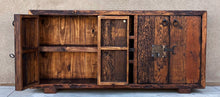 Load image into Gallery viewer, old world rustic credenza reclaimed Wooden sideboard with rustic design 