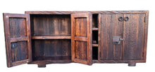 Load image into Gallery viewer, old world rustic credenza reclaimed Wooden sideboard with rustic design 