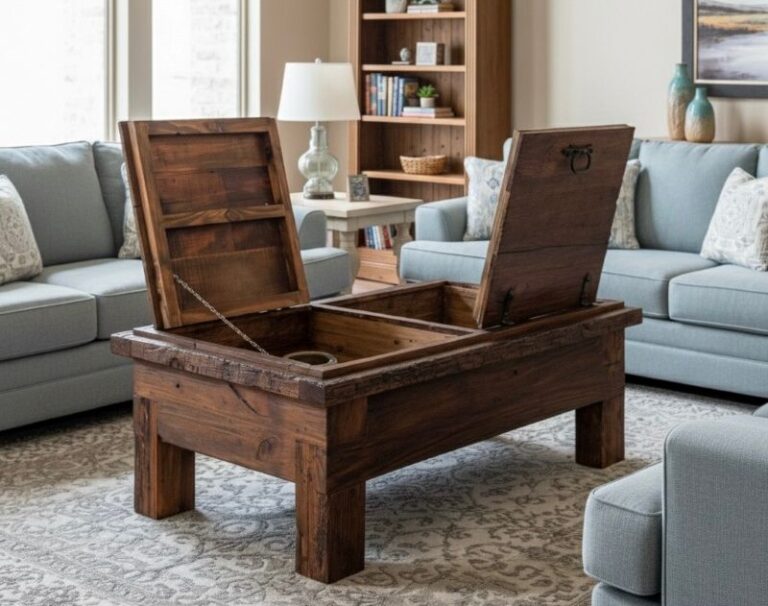 Absolutely beautiful old world wood flip top coffee table or chest.&nbsp; Top opens with 2 lids in opposition!