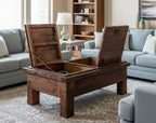 Absolutely beautiful old world wood flip top coffee table or chest.&nbsp; Top opens with 2 lids in opposition!