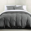 Hera Washed Linen Blend Flange Bedding Set - Slate