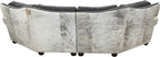 Tetherow Modern Farmhouse Western Gray Leather & Cowhide Curved Sectional Sofa