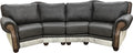 Tetherow Modern Farmhouse Western Gray Leather & Cowhide Curved Sectional Sofa