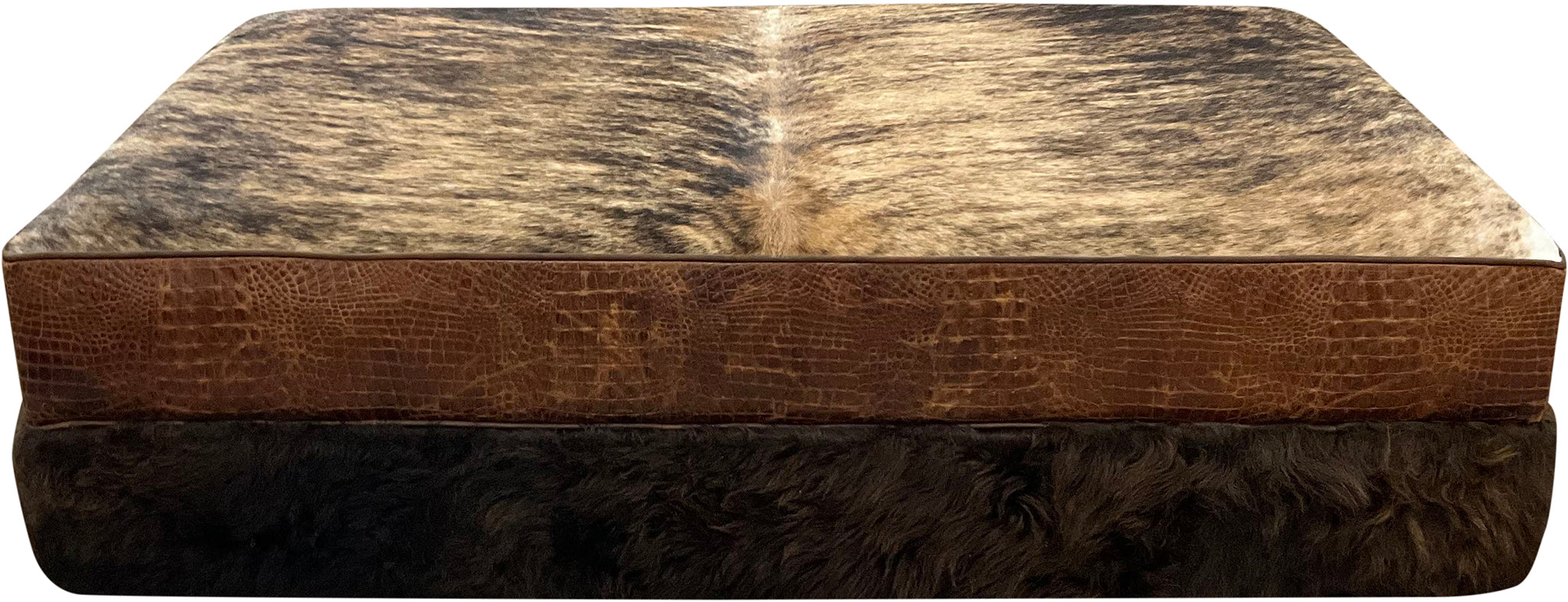 Western Cowhide, Crocodile Leather, & Authentic Buffalo Hide 36 x 60 Large Rectangle Ottoman