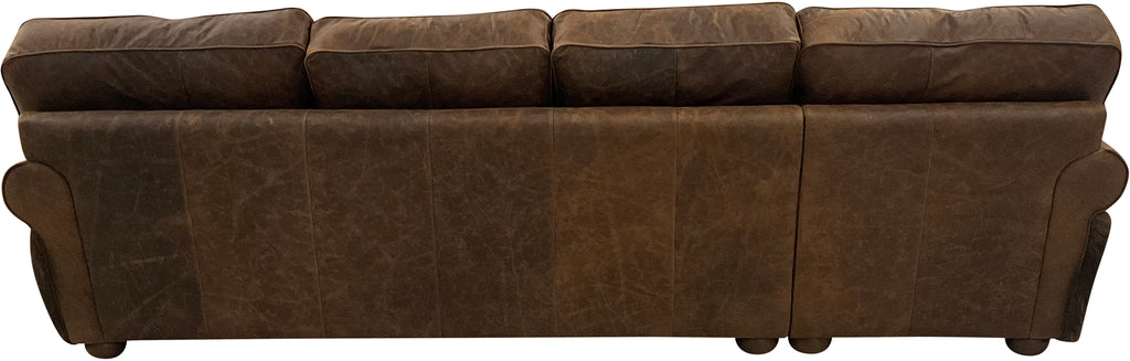 Great West Lancaster Style Rolled Arm Western Brown Leather, Cowhide & Authentic Buffalo Hide Sectional Sofa