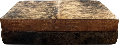 Western Cowhide, Crocodile Leather, & Authentic Buffalo Hide 36 x 60 Large Rectangle Ottoman