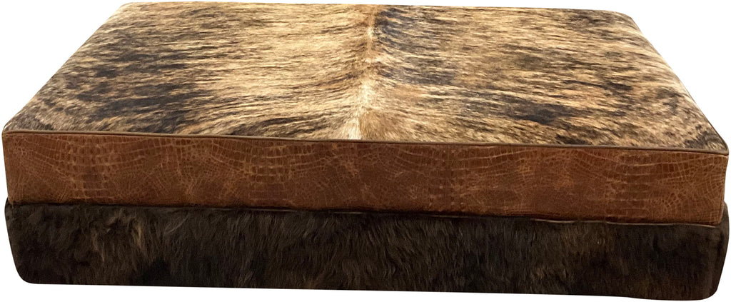 Western Cowhide, Crocodile Leather, & Authentic Buffalo Hide 36 x 60 Large Rectangle Ottoman