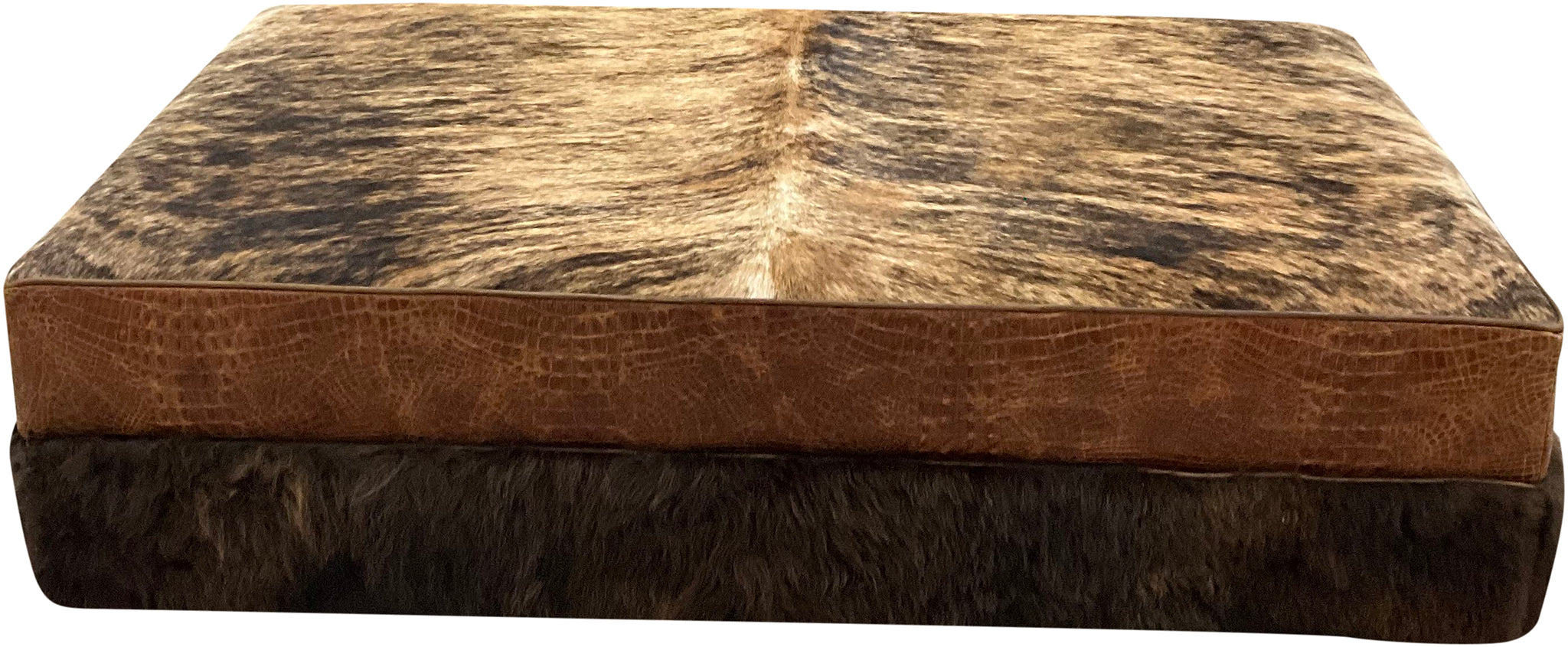 Western Cowhide, Crocodile Leather, & Authentic Buffalo Hide 36 x 60 Large Rectangle Ottoman