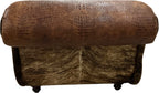 Great West Western Brown Leather, Crocodile Leather, & Authentic Buffalo Hide Single Chaise Lounge