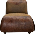 Great West Western Brown Leather, Crocodile Leather, & Authentic Buffalo Hide Single Chaise Lounge