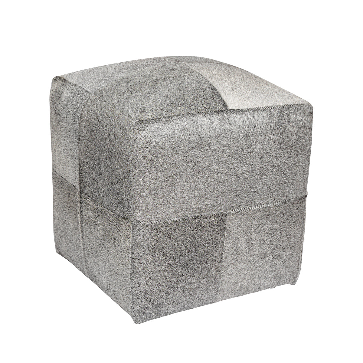 Grey Cowhide Pouf