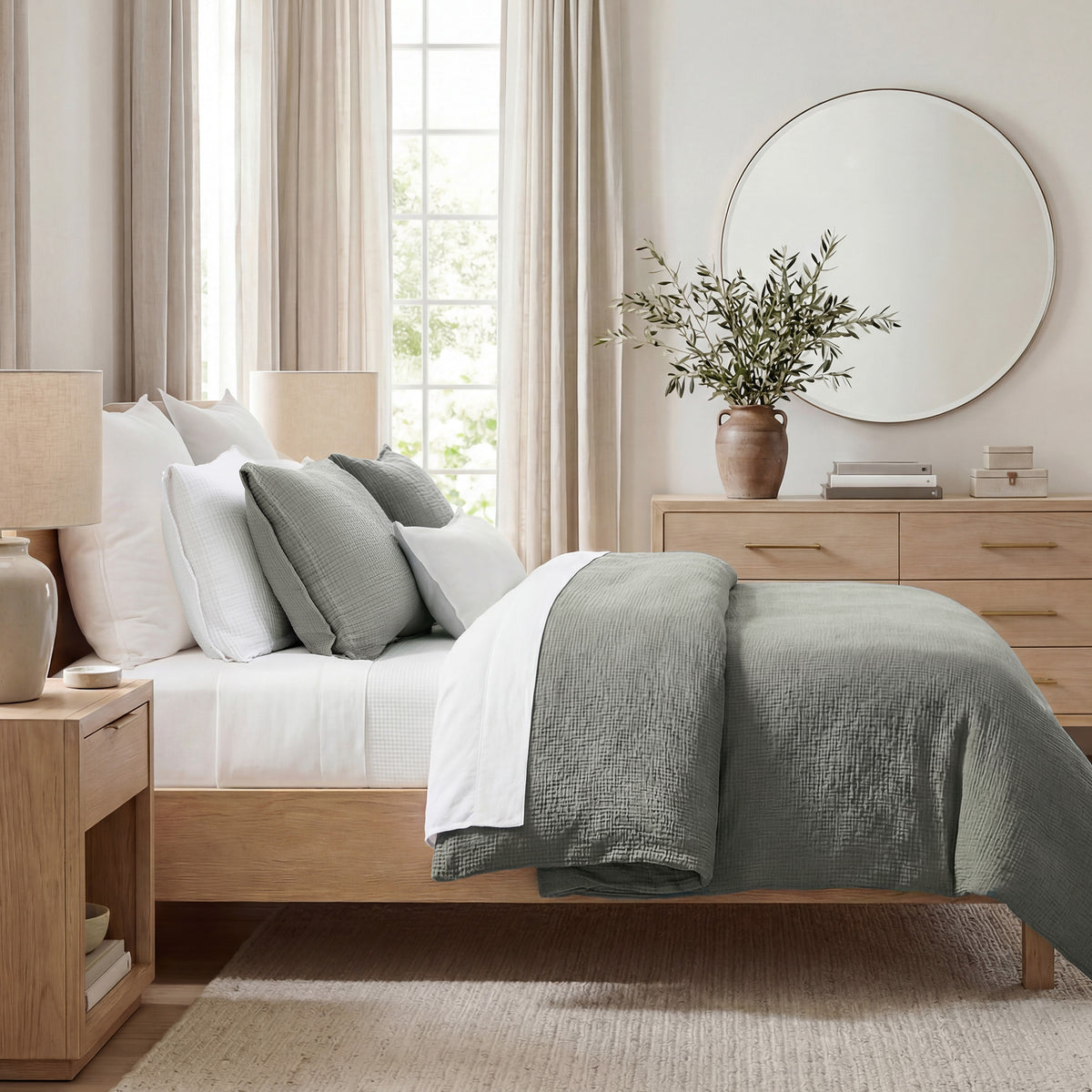 Cotton Voile Blanket Set - Sage