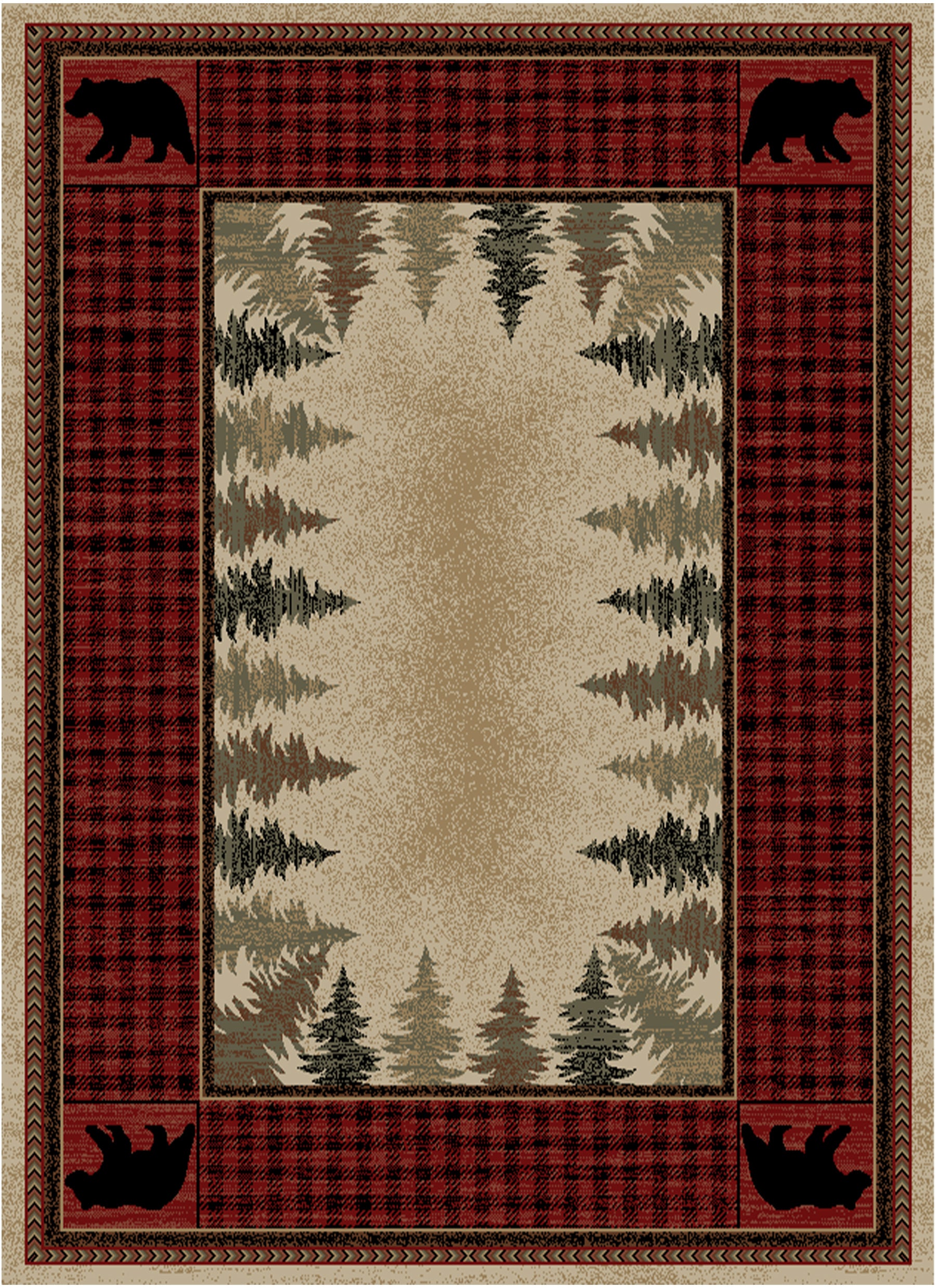 Hearthside Four Corners Red Area Rug