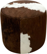 Load image into Gallery viewer, Dark Exotic Cowhide Sitting Ottoman