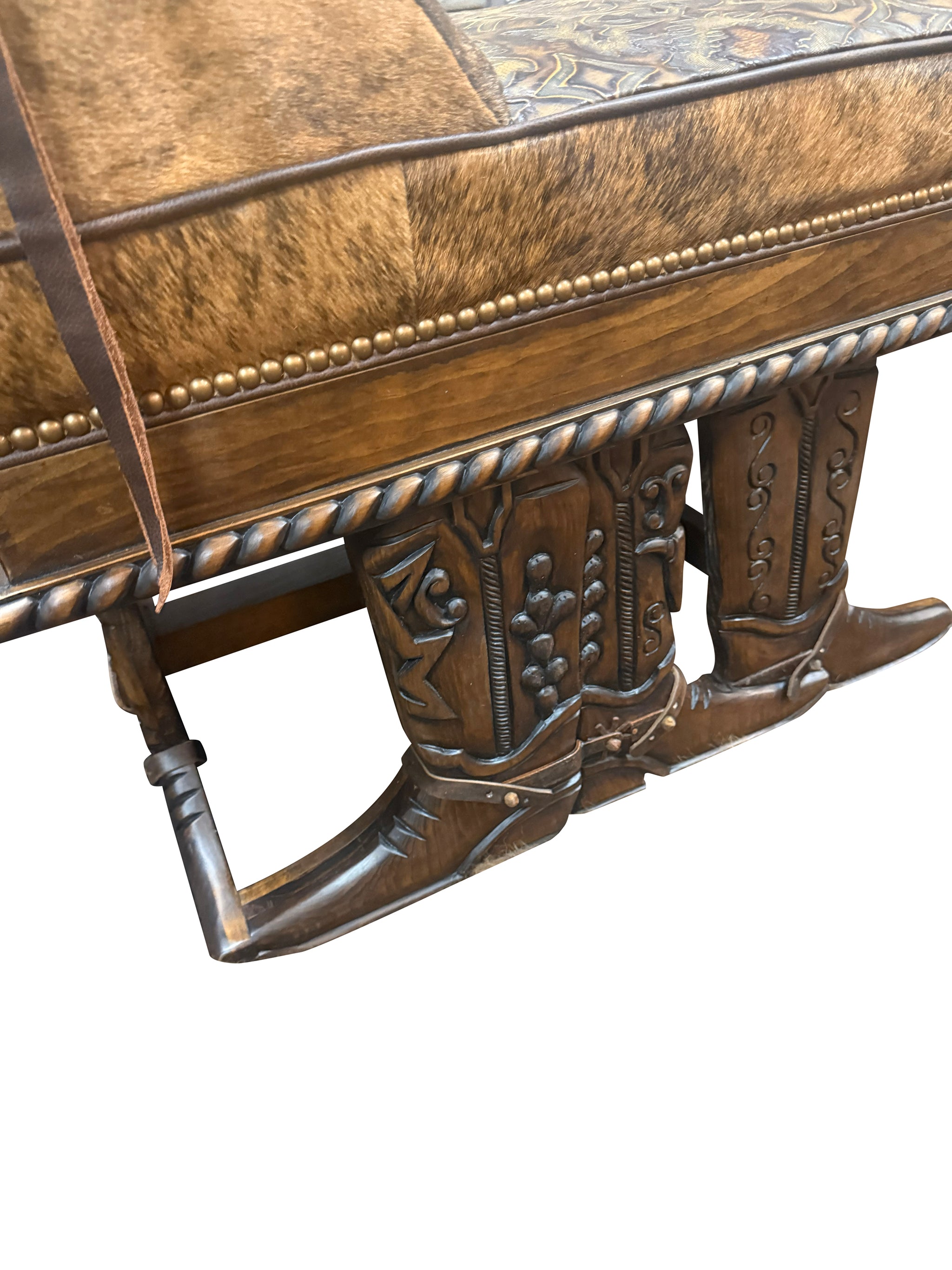 Hand Carved Boot Bench