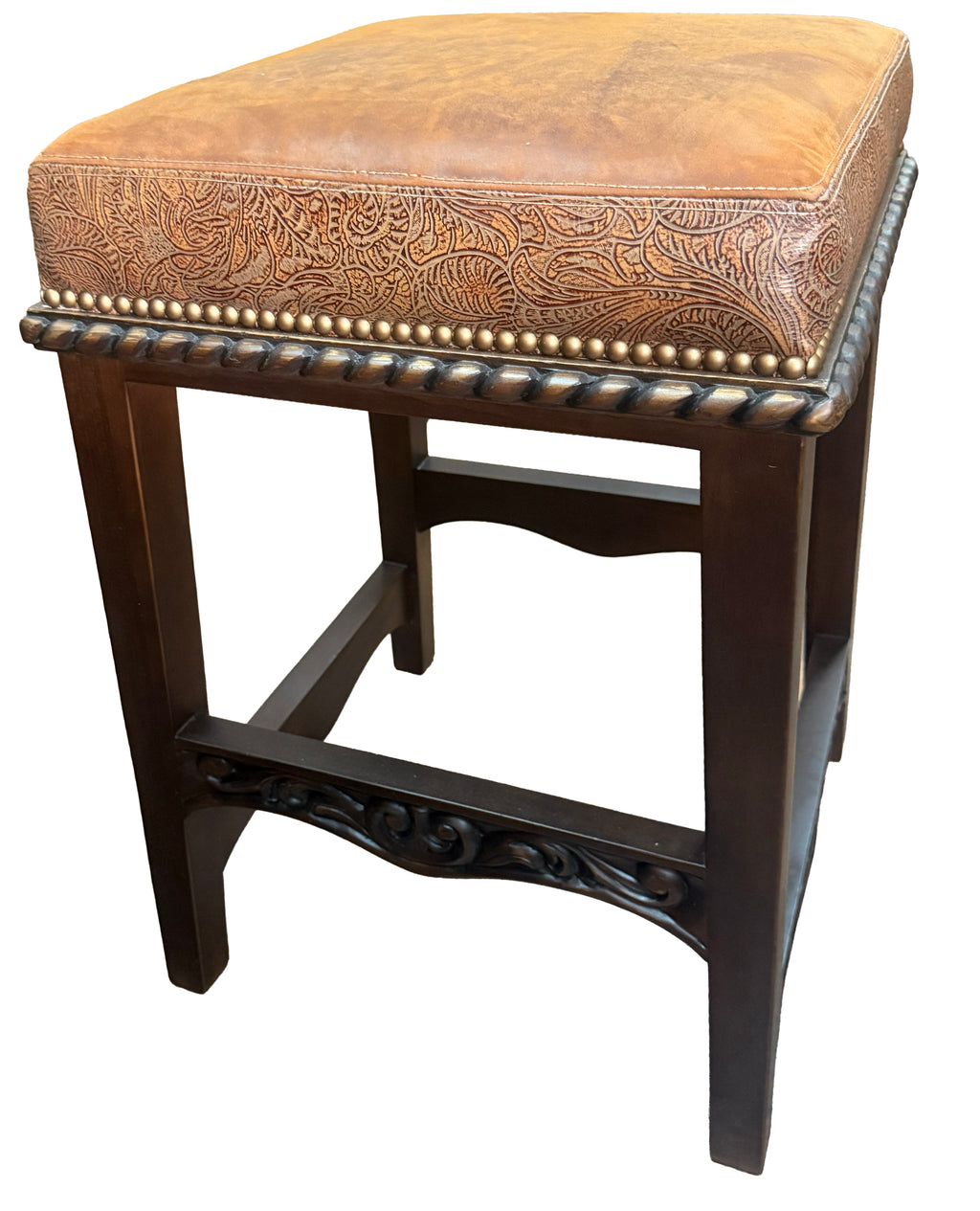 Hand Carved Counter Height Barstool