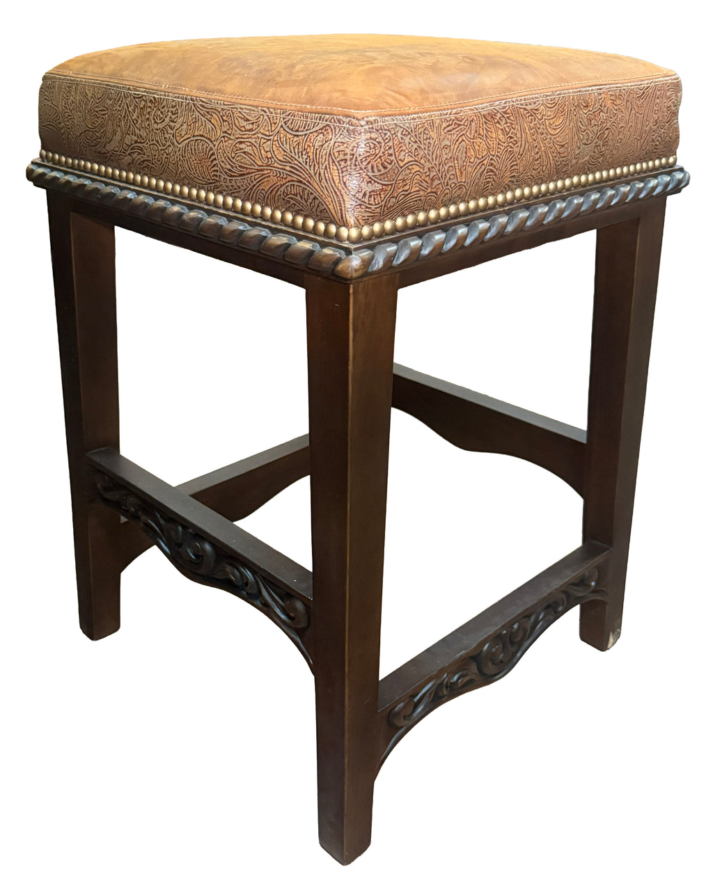 Hand Carved Counter Height Barstool